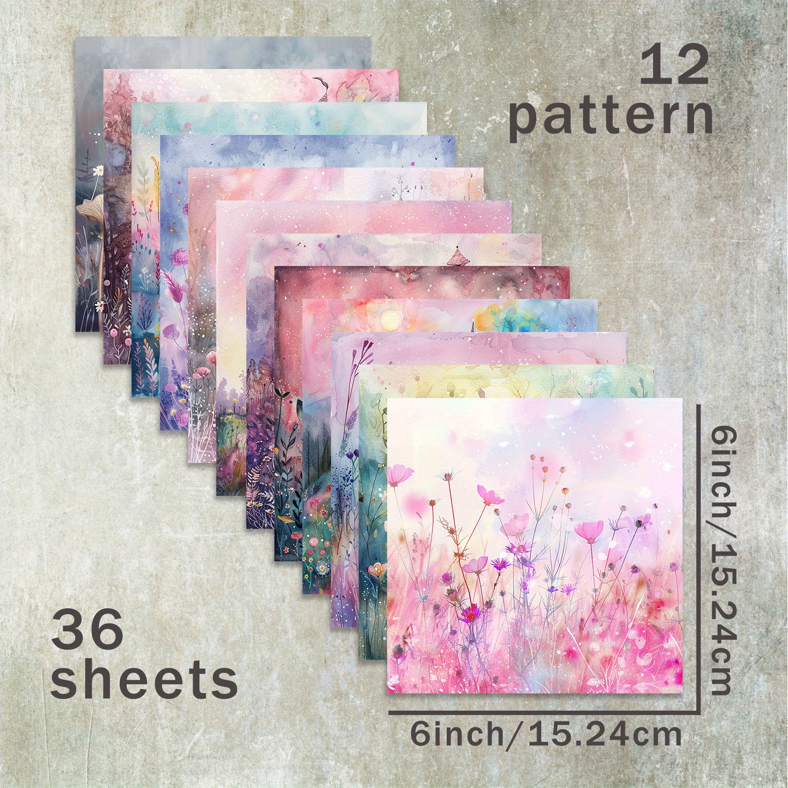 TEMU 36 Blätter von 6-Zoll (rosa träumende Garten Schloss Hintergrund) Scrapbook Papier, geeignet für Bullet Journals, Junk Journals, Grußkarten