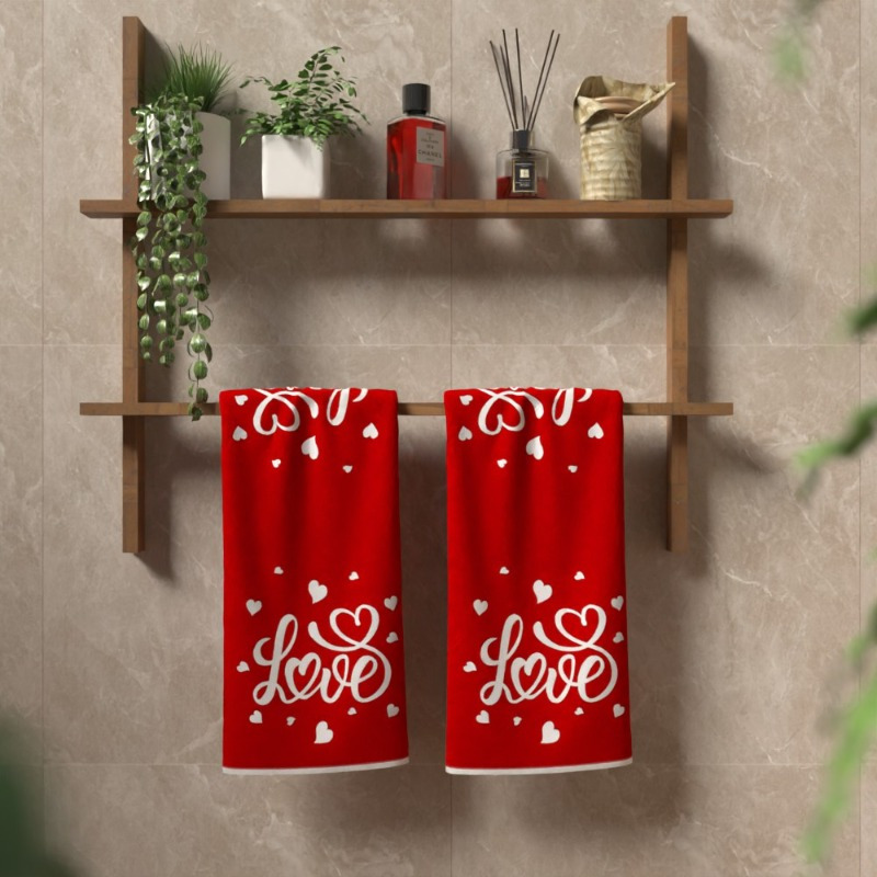 

2pcs Kitchen & Bathroom Towels - Quick Dry, Decorative Polyester Hand Towels For Home Decor, Perfect Valentine's Day Gift