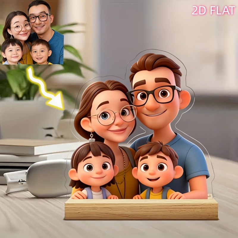 TEMU 2d Flat, [custom] Personalized 3d Cartoon Acrylic Plaque - Ai-designed Custom Photo Frame, , Perfect Valentine's Day Gift For Couples, Desktop