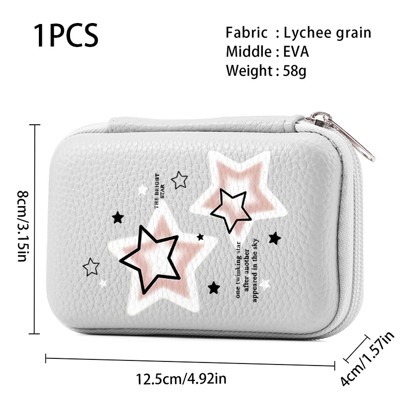 TEMU Black, Pink, And White Stars In A Design Suitable For Office And Travel! This Eva Hard- Bag Is Perfect For Storing Headphones, Cables, , And Ccd