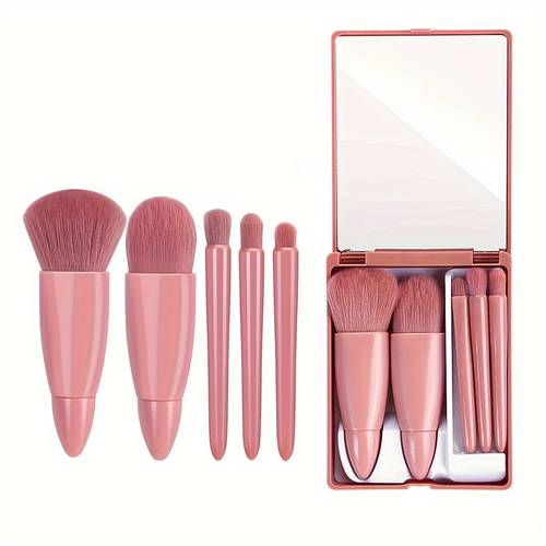 portable models 5 makeup brushes suit multi function with powder brush powder foundation brush eye shadow brush lip brush travel set suit friends girlfriend family lover