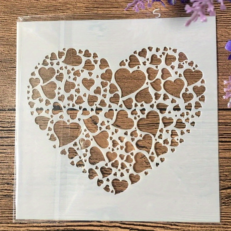 TEMU 1pc Multifunctional Heart-shaped Love Painting Template - Washable Reusable, Ideal For Walls, Wood, Windows, Fabric, Canvas, Home Decor, Diy