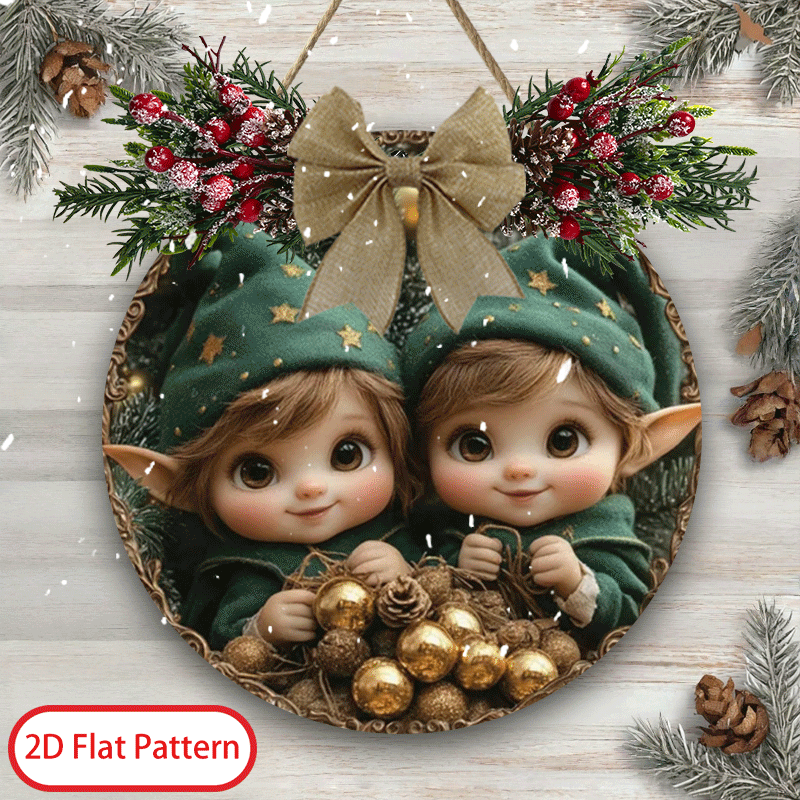 TEMU Targa per porta con tema di elfo natalizio, perfetta per decorazioni festive invernali. Questa targa in legno da 11,6 pollici 癡 per ghirlande e