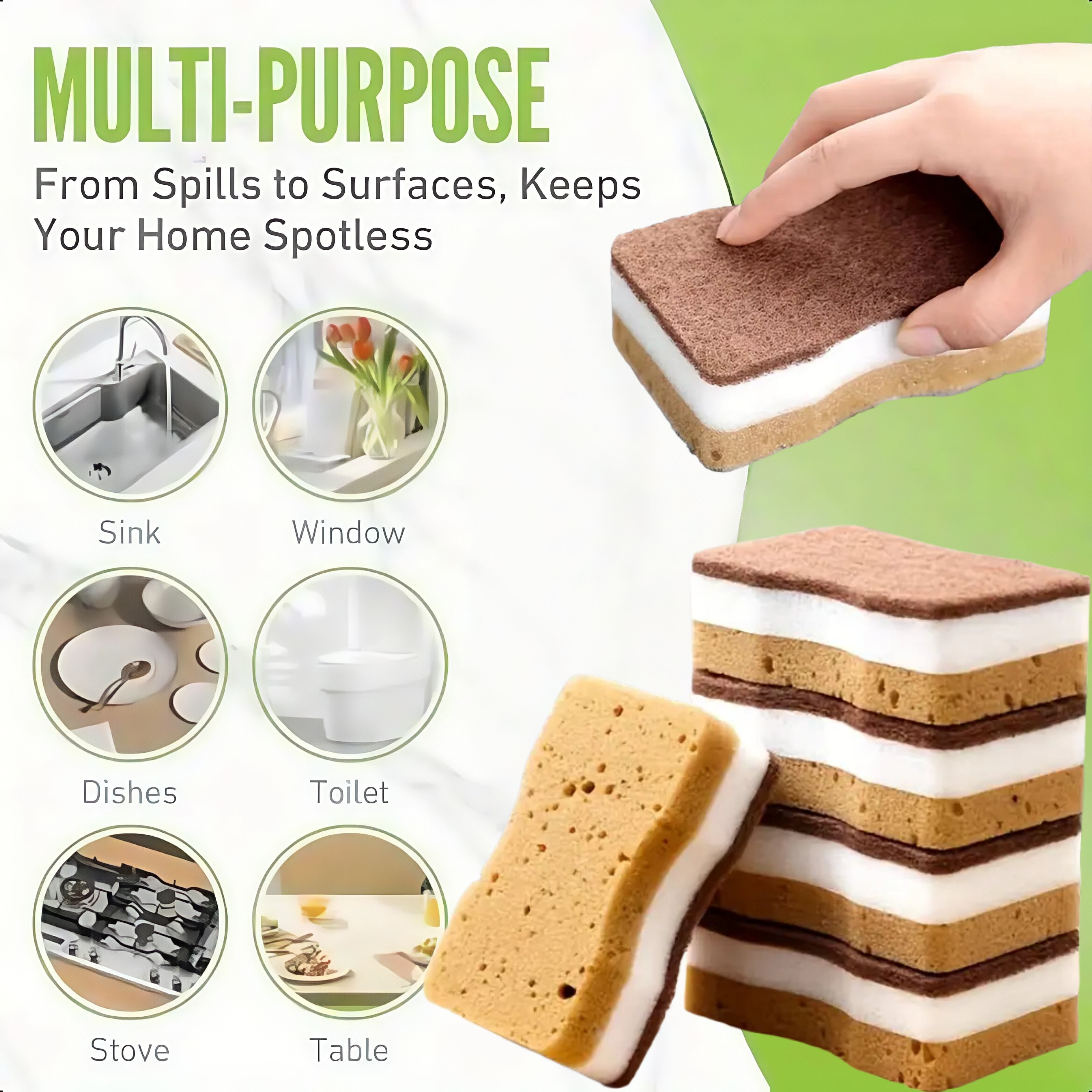 Three-Layer Seaweed Cleaning Sponges 5pcs/set, Dishwashing Sponges, High-Quality Kitchen Sponges, Durable Non-Scratch Wiping Sponges, Super Absorbent, Cleaning Supplies, Cleaning Tools, Cleaning Cloths, Kitchen Cleaning Brushes., Kitchen Cleaning Sponges, Sponges for Washing Dishes Non Scratch, Non Scratch Sponge for Kitchen, Sponge Dish Wash, Big Kitchen Sponge, Bathroom Cleaning, Household Cleaning, Multipurpose Sponge, Threelayer Sponge, Nonscratch Surface,