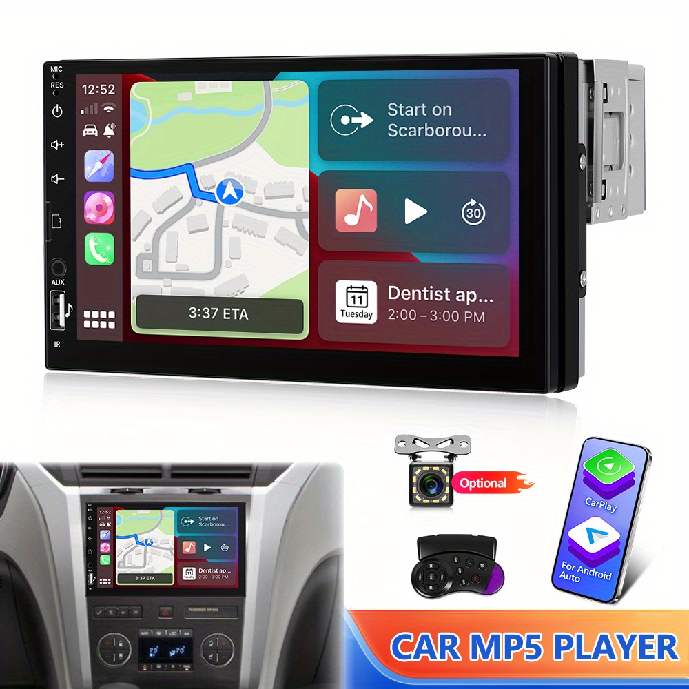 Ashata Lecteur d'autoradio 10in 1Din Voiture GPS Stéréo 1080P MP5