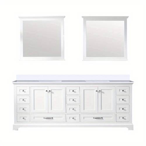 white double bath vanity with cultured 34 mirrors 84 w x 22 d soft close cabinets 14 drawers storage shelf scratch resistant surface non wood moisture resistant design for modern bathrooms bathroom furniture contemporary bathroom durable bathroom fixture bathroom decor and accessories