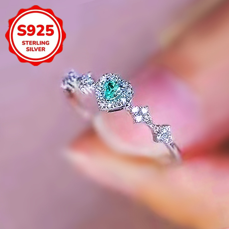 Fashionable And Simple Heart 925 Sterling Silver Heart-shaped 3a 3a Zirconia Exquisite Ring For Christmas And