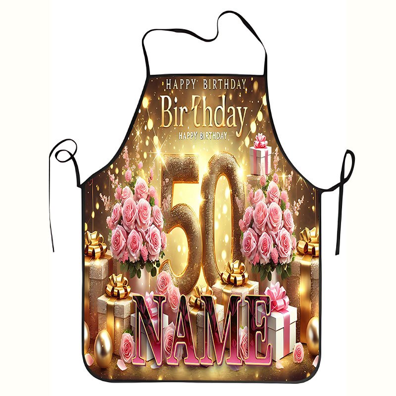 TEMU Customizable - A Personalized Name Apron Suitable For Men And Women, Featuring A Loose Fit And Back Ties. Made From Durable, Shape-retaining