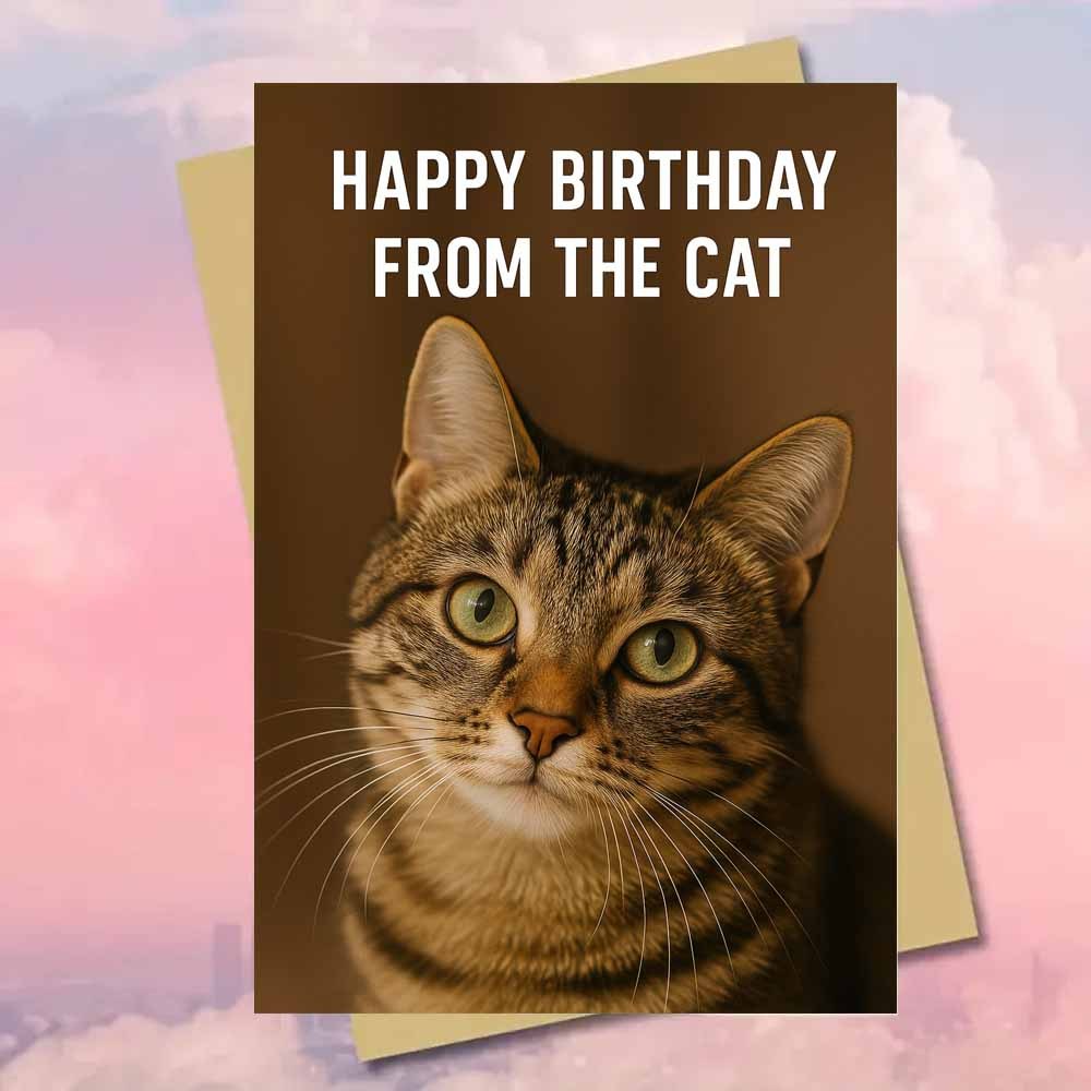 TEMU 1pc Carte de Vœux Joyeux Anniversaire du Chat avec Enveloppe Design Photographique de Chat Tigré Vœux d'Anniversaire pour Amoureux des Animaux??