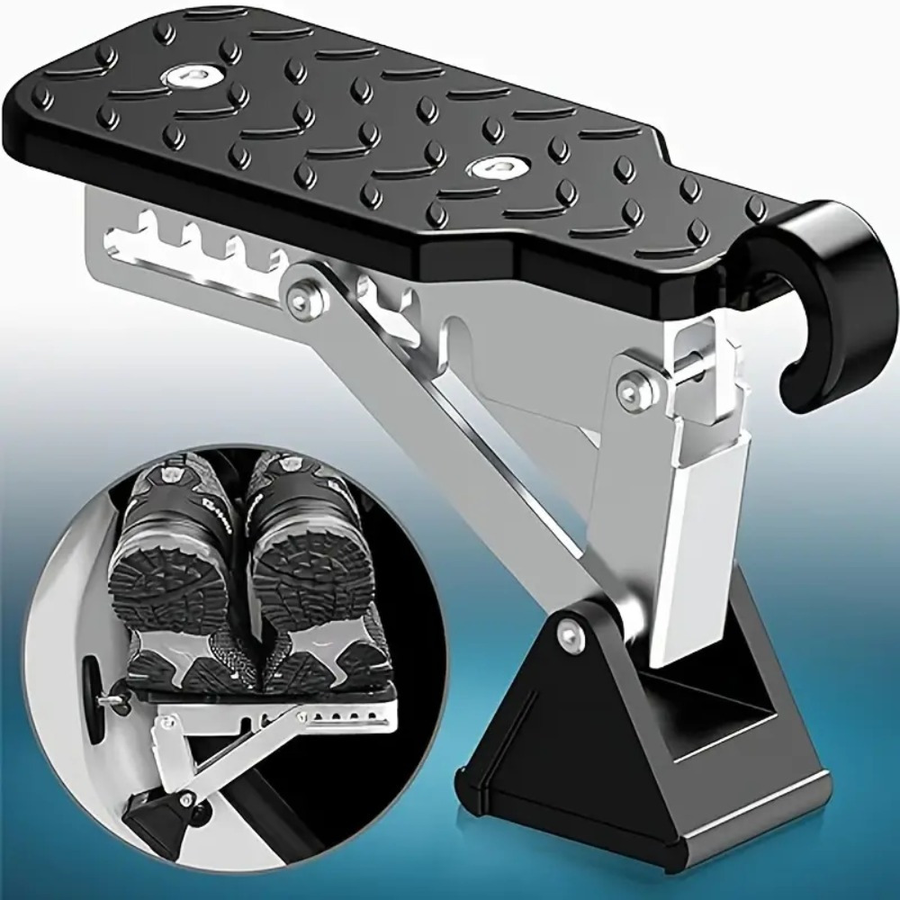 Image of Universal Car Door Steps For Roof Access, Featuring A Foldable Aluminum Alloy Frame, Adjustable Brackets For Door Latches, And Designed To Support Feet, Compatible With Most Cars, Suvs, And Trucks