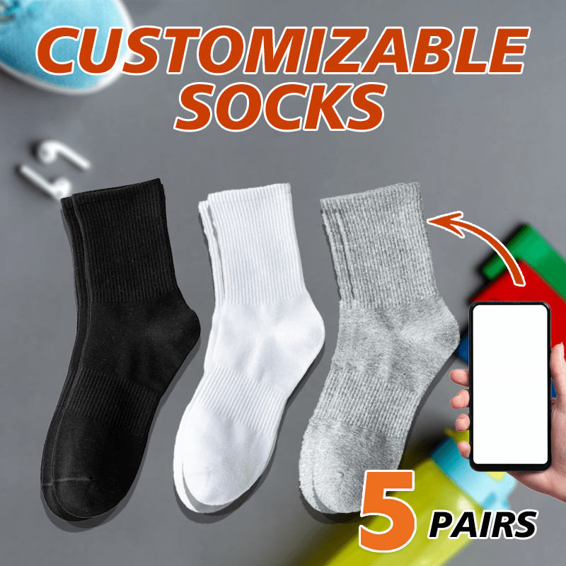 TEMU 5 Paires de Chaussettes Motif Personnalisé Noir Blanc Gris 3 Options de Couleurs Douces et Agréables pour Haute Élasticité Respirantes Toutes