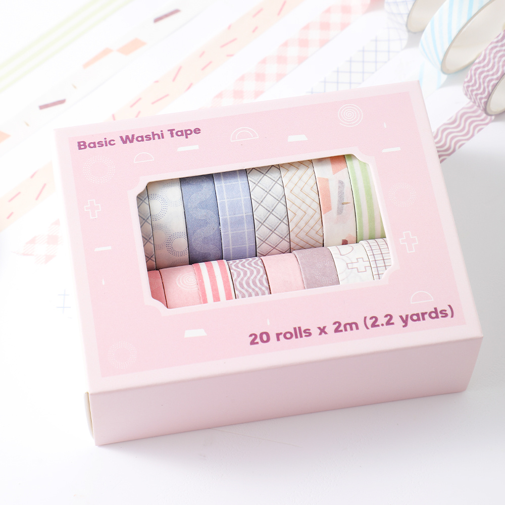 TEMU 20 Rolls Tiny Colorful Washi Tape Suitable For Journaling, Planners, Scrapbooking - Plastic-coated Paper Masking Tapes With Multicolor Skinny