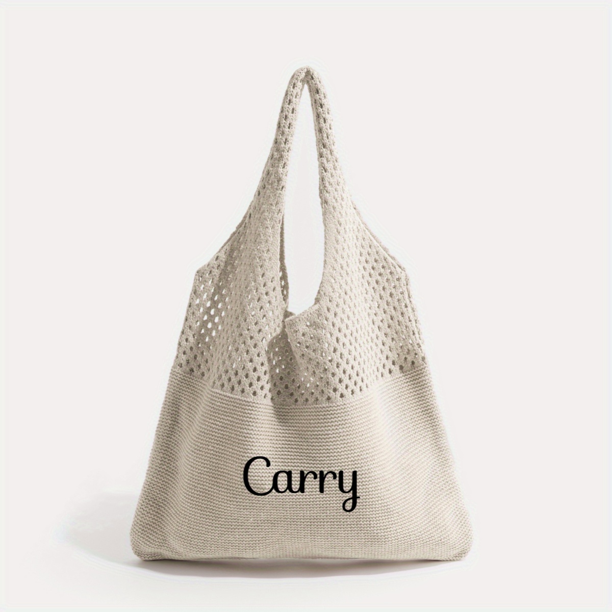 TEMU 1pc Crochet Bags For Men And Women Personalized Embroidery Customization Travel Beach Mesh Knitted Shoulder Bag Summer Beach Tote And Boho Tote