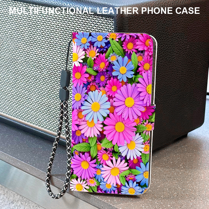 TEMU Phone Case - Colorful Petal Pattern Wallet Phone Case Magnetic Flip Cover, Suitable For Iphone 17/17 Pro/17 Pro Max/17 Air/16/16 Pro/16 Plus/16