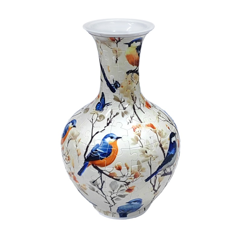 Image of Luxury And Sophisticated Floral Puzzle Vase Set For Home Decoration, Ceramic Pieces For The Living Room, Blue And White Porcelain, New Chinese Style Decorative Items.