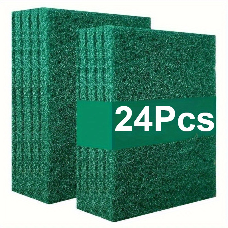 

24pcs Of Green Microfiber Cleaning Sponges, Vintage Style, Polyester Kitchen Scrubbers, Dish Brushes, Pot Cleaners, , Machine Washable, Rectangular Shape, Suitable For Home Kitchen Use.