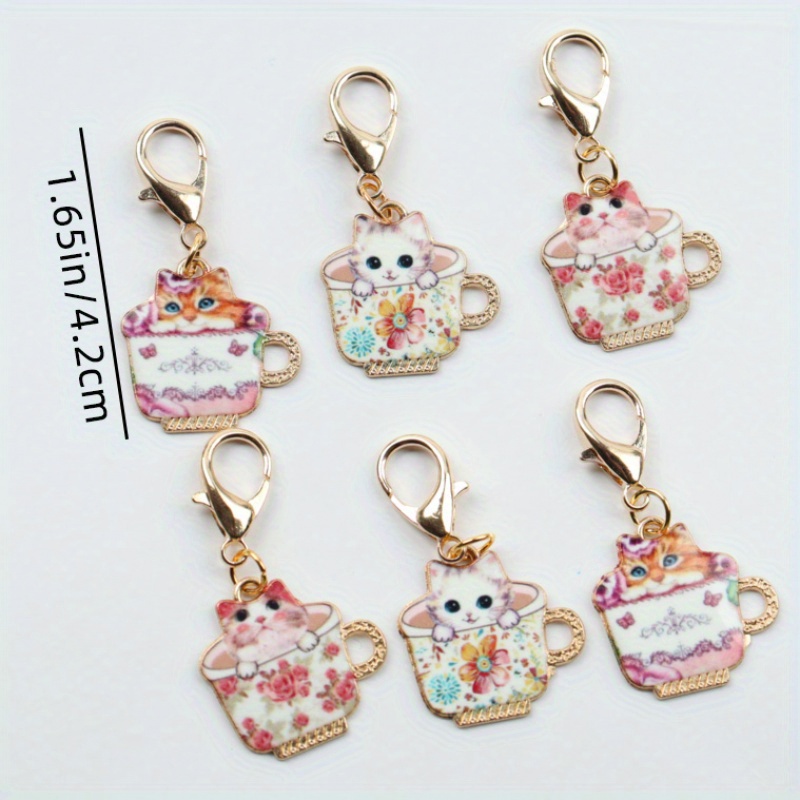 

10pcs Set Of Cute And Cup Cats - Keychain Backpack Bag Car Key Pen Bag Pendant, Perfect Friendship , Encouragement Gift