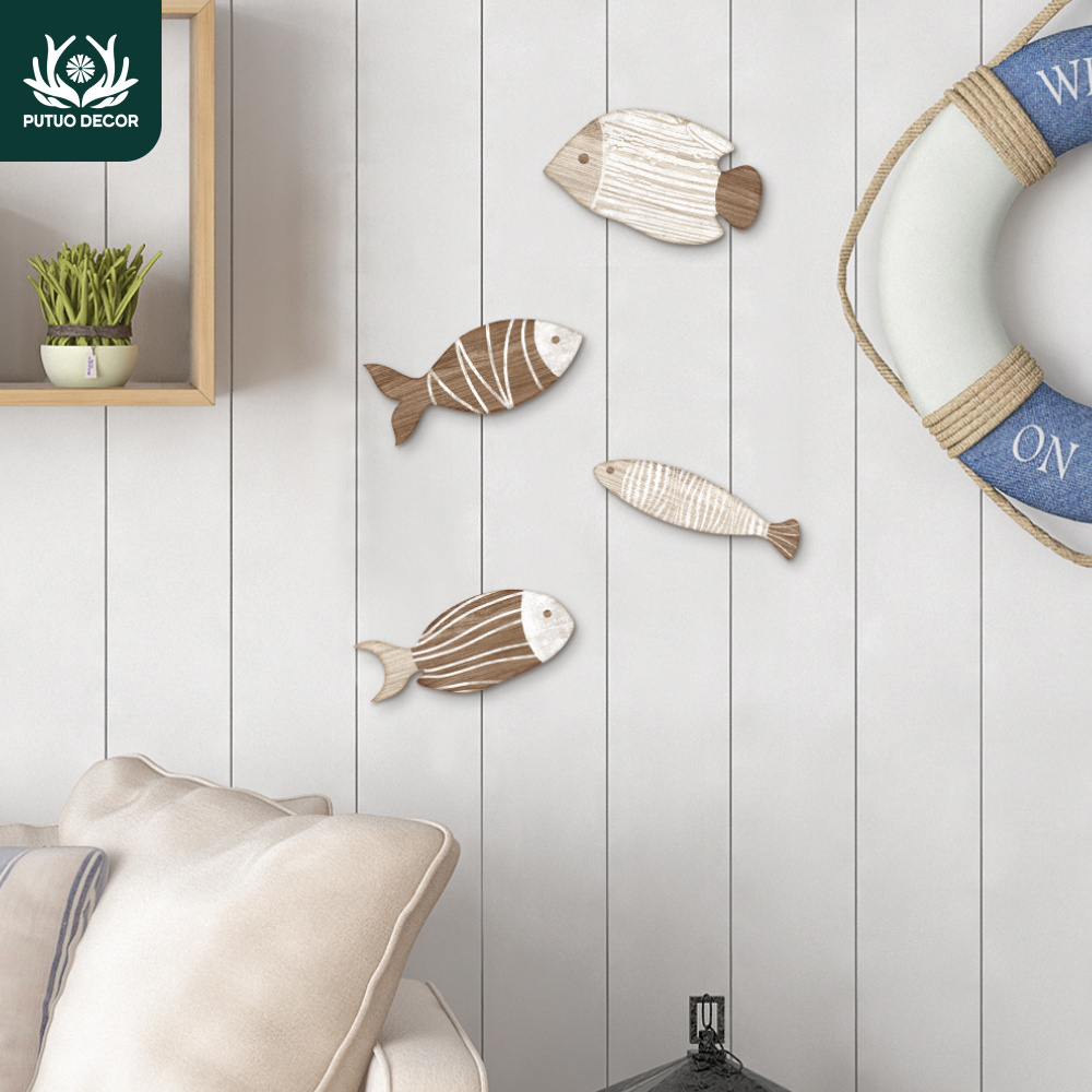 

4pcs Putuo Decor Fish Set, Contemporary Style Pvc Fish Wall Stickers, Multipurpose Hanging Fish Decorations, No Electricity Needed, For Home, Living Room, Cafe, Bar, Club