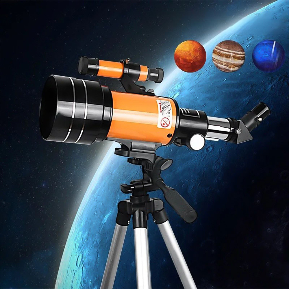 Orange Astronomical Telescope For Beginners With Tripod Finderscope 2 Eyepieces Moon Filter Lens Cap