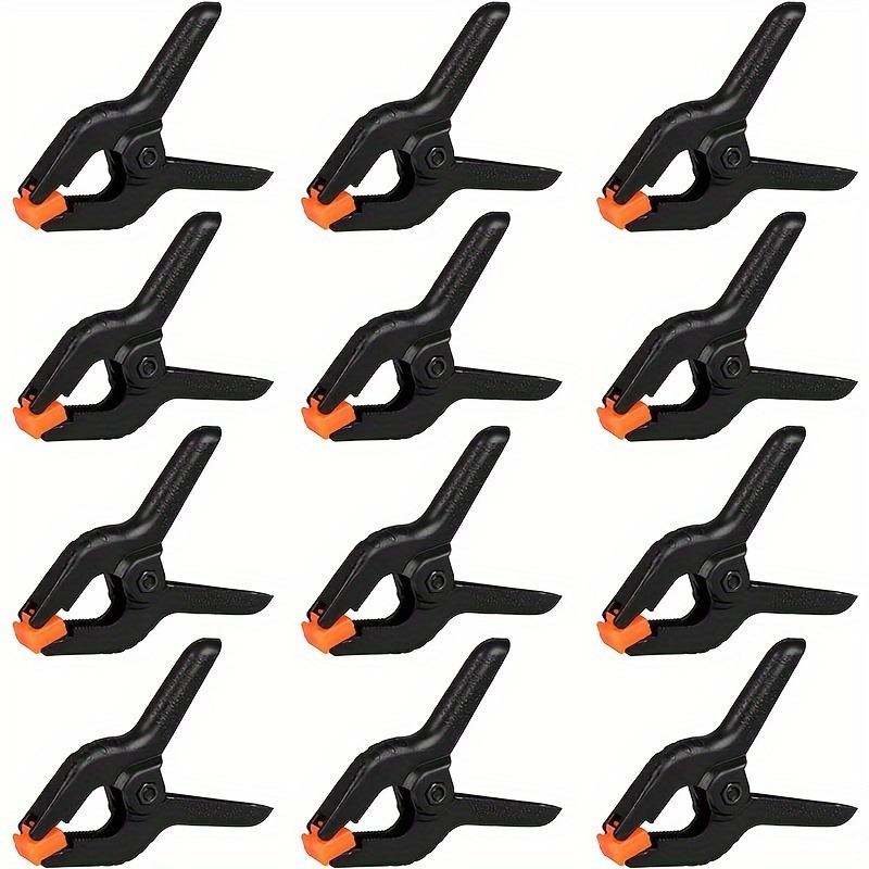 

12pcs 2-inch Heavy-duty Plastic Spring Clamps - Grip Clips For Woodworking, Photography Backdrops, Diy Projects & Crafts, Spring Clamps