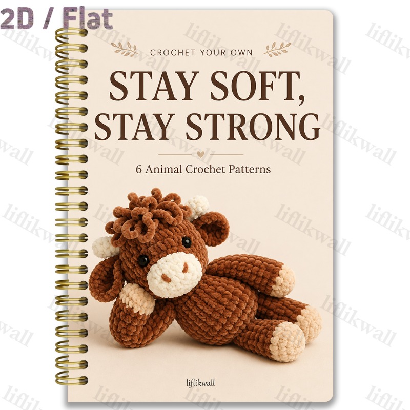 TEMU 2d Crochet Animal Pattern Collection, 1pc, 6 Inside (elephant, German Shepherd, Unicorn, Highland Cow, Dinosaur, Giraffe), Charts With