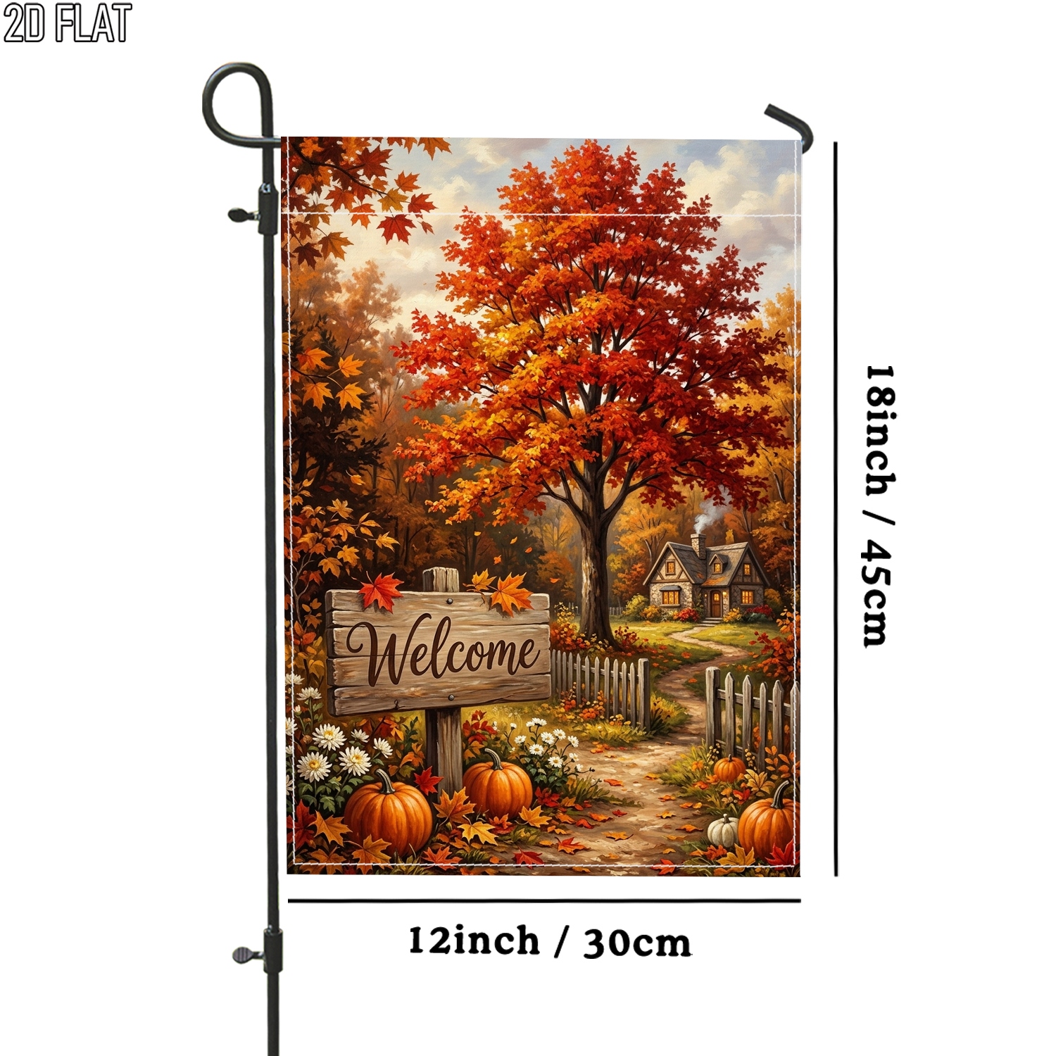 TEMU 2d Flat, 2d Flat 1pc Outdoor Garden Flag Orange Flag Double-sided For Porch Decoration For Garden Outside Yard Decoration Pole, 2d Flat