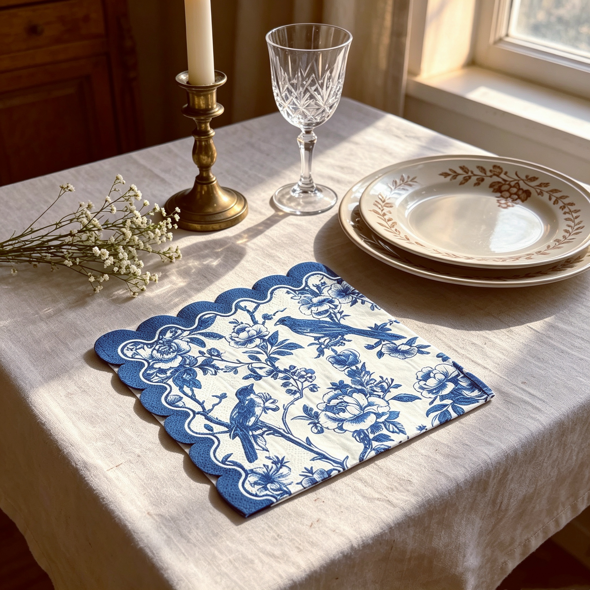 TEMU 6 piezas de servilletas de papel chinas azules y blancas, adecuadas para , fiestas de té, despedidas de soltera - Decoración de mesa desechable
