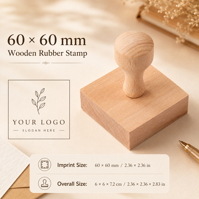 TEMU Customized Wooden Seals - Personalized Logos And Portraits In Light Brown Wood, Made To Order, Multi-sized Rectangular Shape, Suitable For