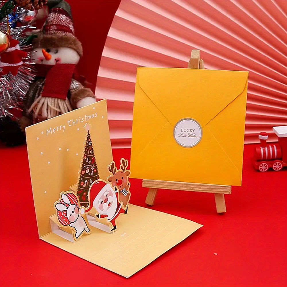 LOKIPA 3D Pop Up Christmas Cards - 6 Pack With Envelopes For Holiday Greetings