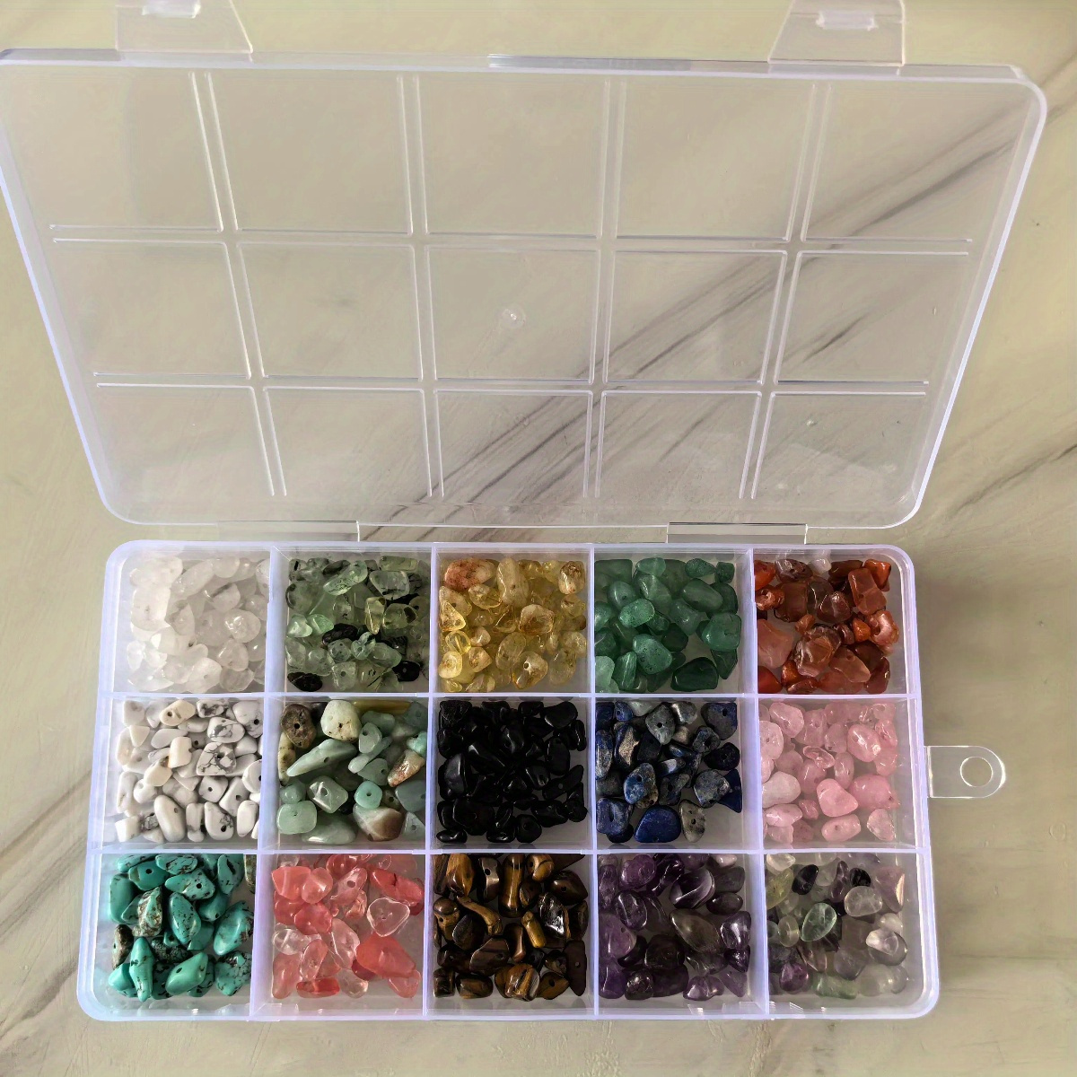 TEMU 450pcs Gemstone Chips Beads Kit, Natural Gemstone Assortment For Making, Bead Set For Bracelets, Necklaces Crafts