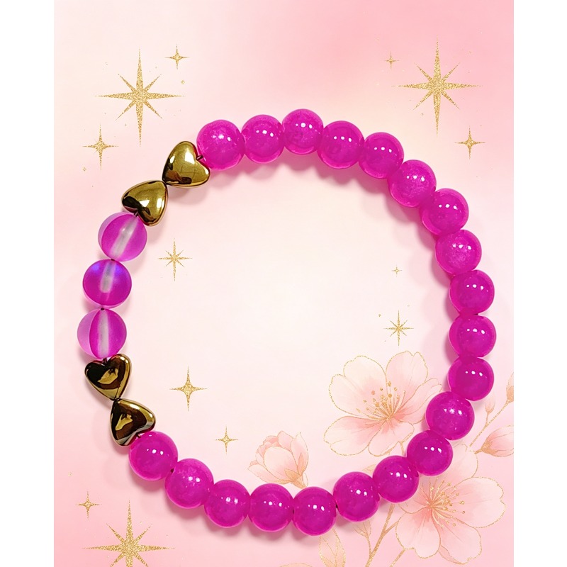 Sweet Rose-Pink Beaded Bracelet, Versatile Accessory