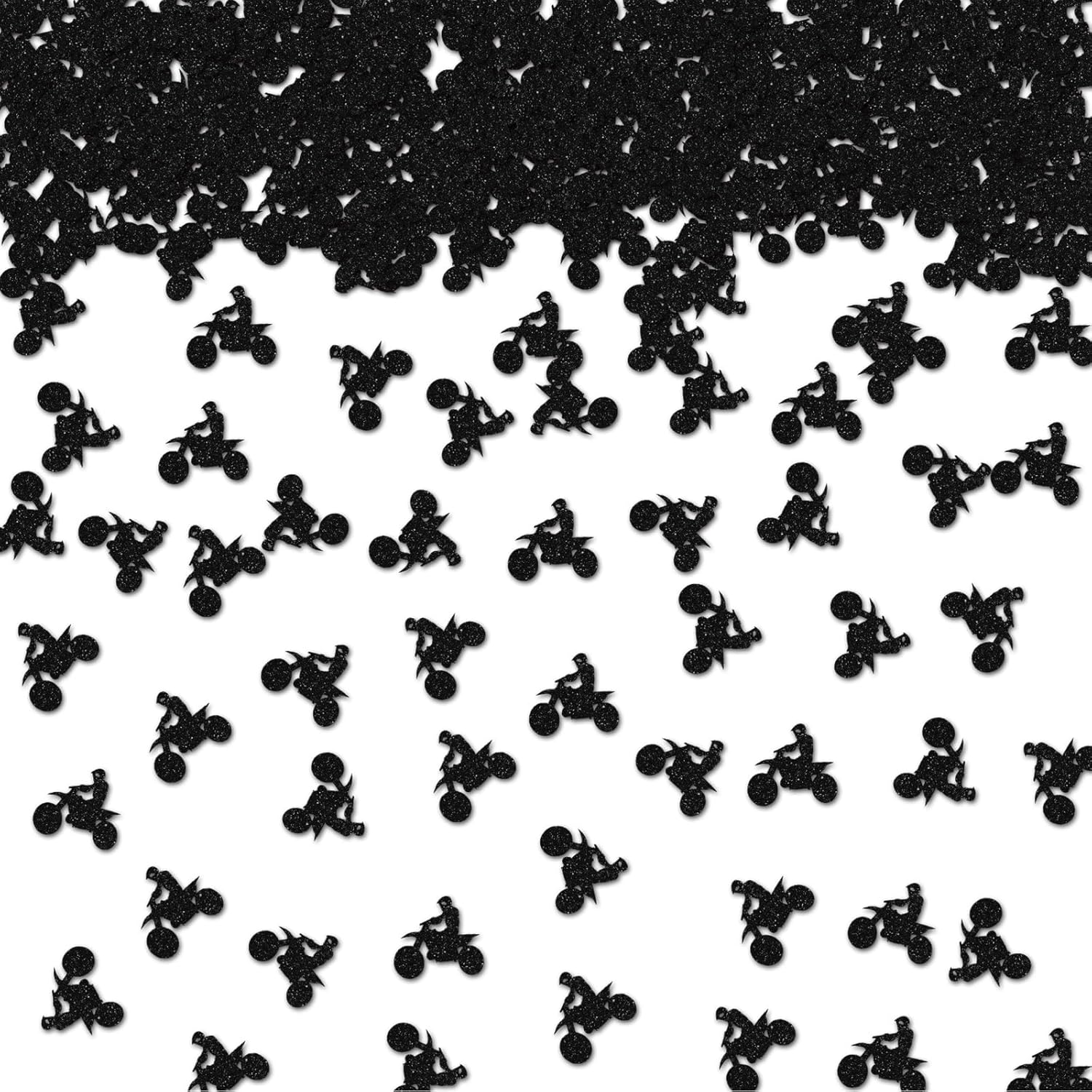 Image of 100pcs Motorcycle Confetti, Black Glitter Motorcycle Table Confetti For Shower, Motorcycle Paper Scatters, Rider Party/boys Birthday Party Table Decoration