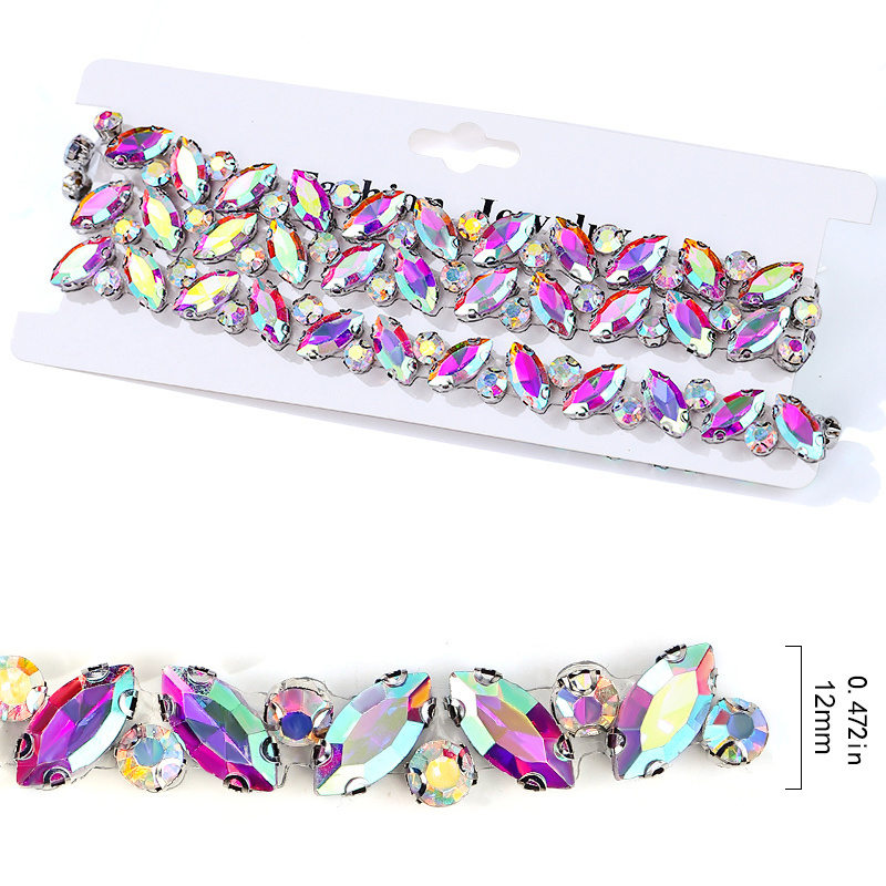 TEMU 12/16/22/40mm Cristal AB Strass à Chaud Bordure Appliqué pour Robe Décoration de Mariage Fête de Noël Anniversaire DIY Artisanat