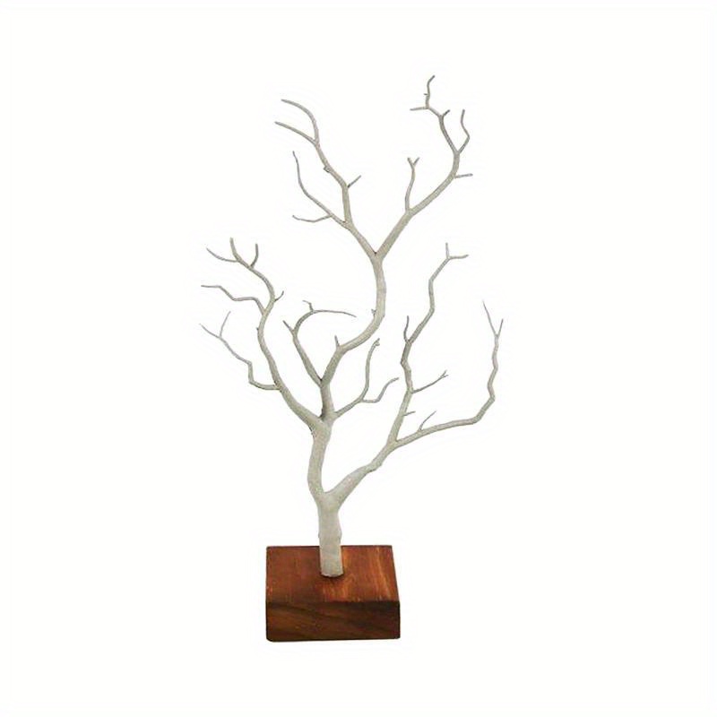 deer shaped jewelry tree stand organizer with multiple hooks white wooden plastic jewelry display rack for necklaces earrings rings space saving desktop decor 35 5x15cm necklace holder   elegant   decorative holder   hanging jewelry organizers