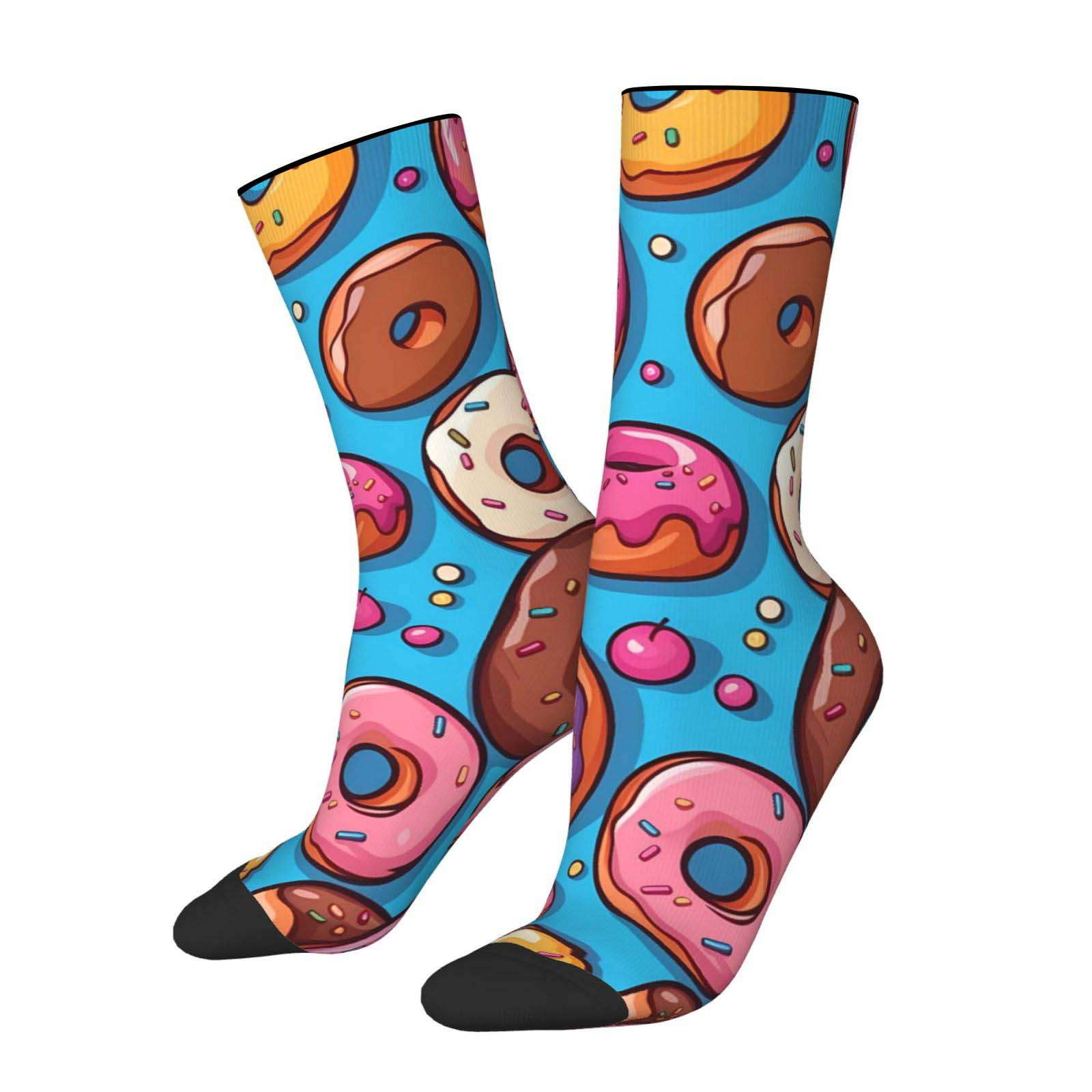 TEMU 1 Pair Novelty Socks With Full-body Print Funny & Unusual Patterns - Polyester-spandex Blend Soft Comfortable Breathable Sweat-wicking Socks