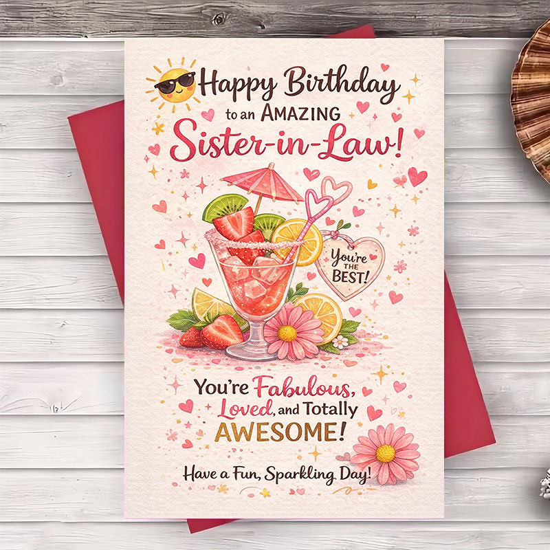 TEMU A Birthday Card For A Featuring A Cocktail And , Ideal For Honoring And Expressing Gratitude From