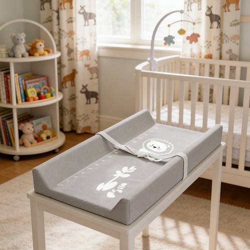 3 1 functional diaper table foldable care table with scale protective pad with strap anti with height scale cute pattern suitable storage cabinet folding bracket home care home application