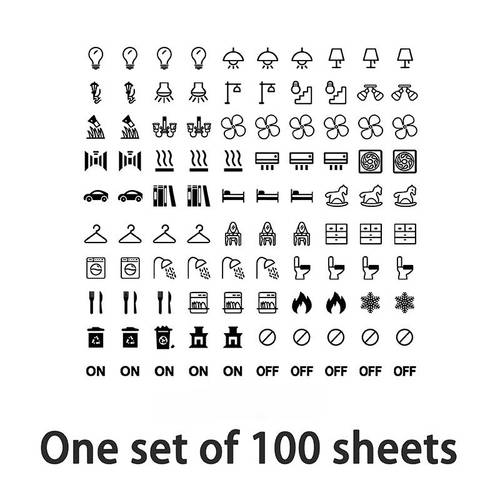 of 100 sheets transparent switch label stickers self waterproof oil resistant ideal for home heating switches etc bedroom bathroom kitchen