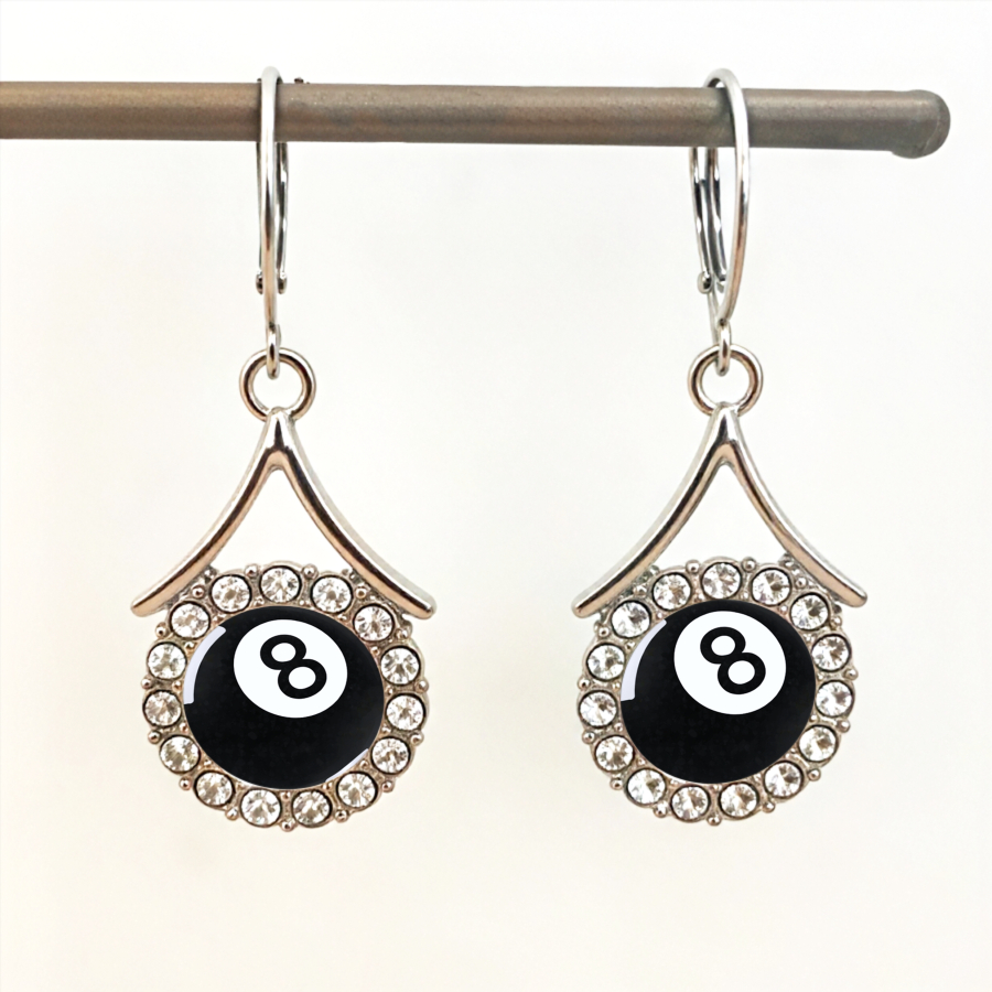TEMU 2pcs Ball Earrings Billiards Earrings Game Earrings Sports Earrings Circular Earrings Circle Earrings Unisex Earrings Jewelry Additions Unique