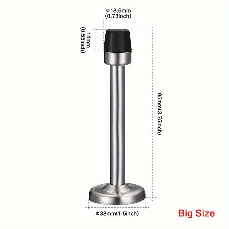 TEMU [steel Door Stop] Stainless Steel 1pc Door Stop| Wall Mounted (78/95mm 3/3.75 Inch) With Screws- For Furniture Decoration, Silvery Tone