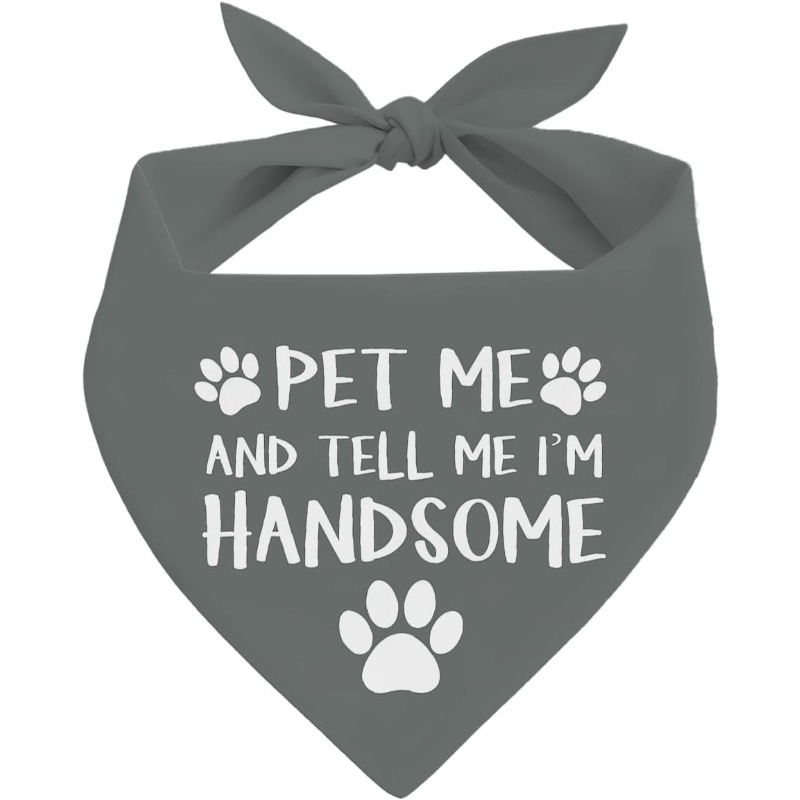 TEMU 1pc 24.8×11 Inch Pet Me I'm Dog, Dog, Pet Bandana For Medium Dogs, Grey Pet Bandana, Gift For Dog Lovers, Pet Scarf Triangle
