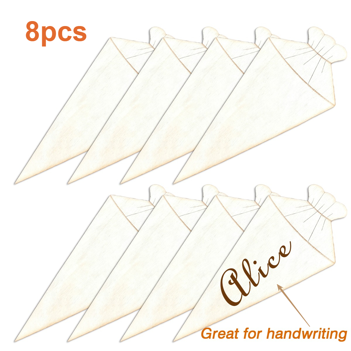 Image of 8pcs, Cards For School , Candy Cone Hand- Name, Party Seat Cards, Table Decoration For School , Table Decoration Made Of Wood, Card For Of School