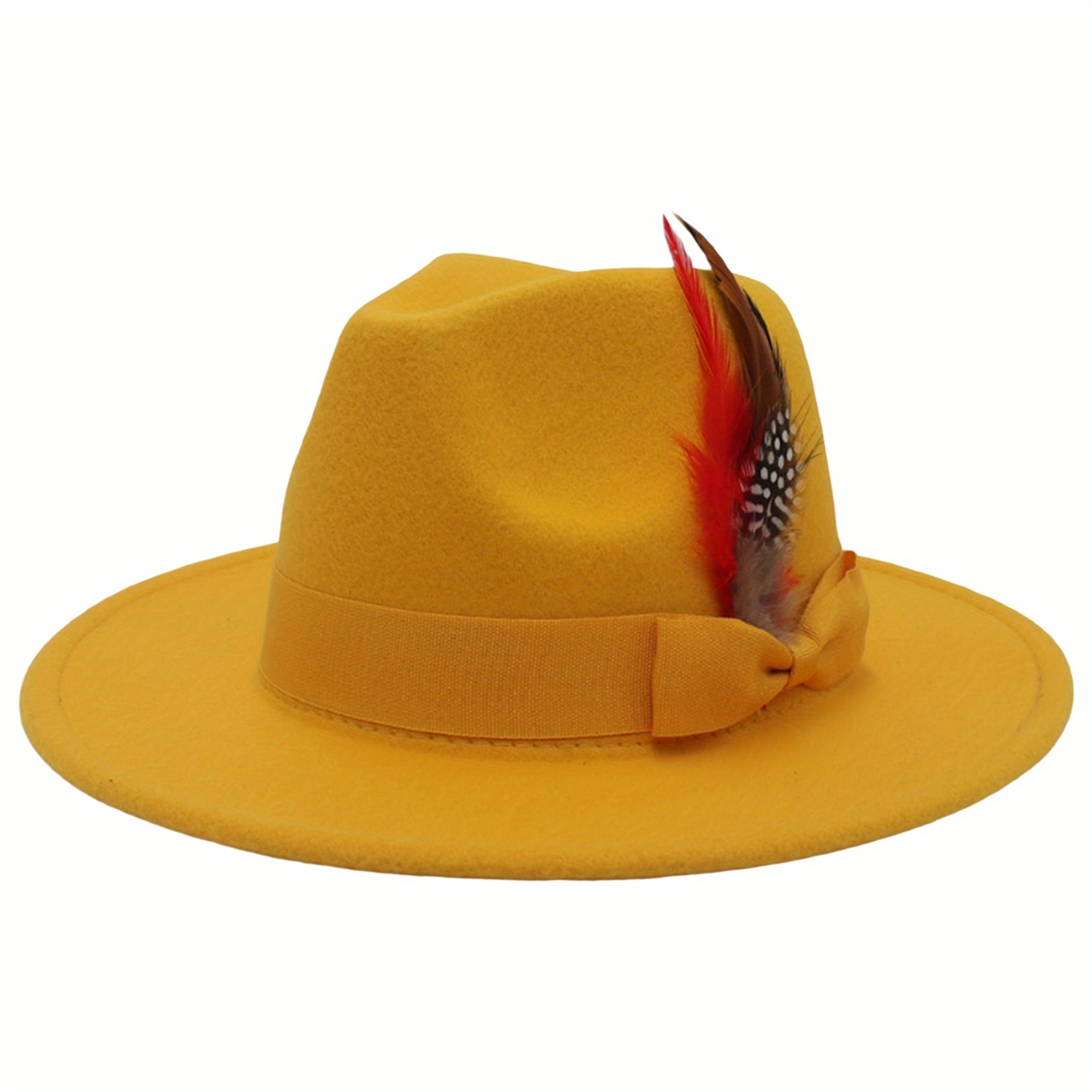 women men feather hat vintage elegant soft wide brim hat - Temu display picture 1