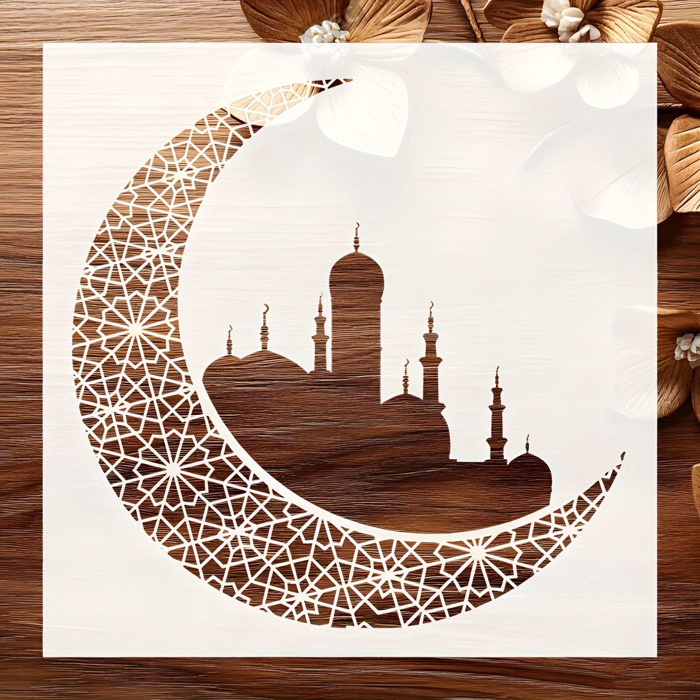   crescent reusable stencil for art 11 8x11 8 inch washable flexible painting template for walls   ideal for diy crafts crafting essentials decorative stencil reusable stencil arabic stencil islamic stencil for painting Product details 1