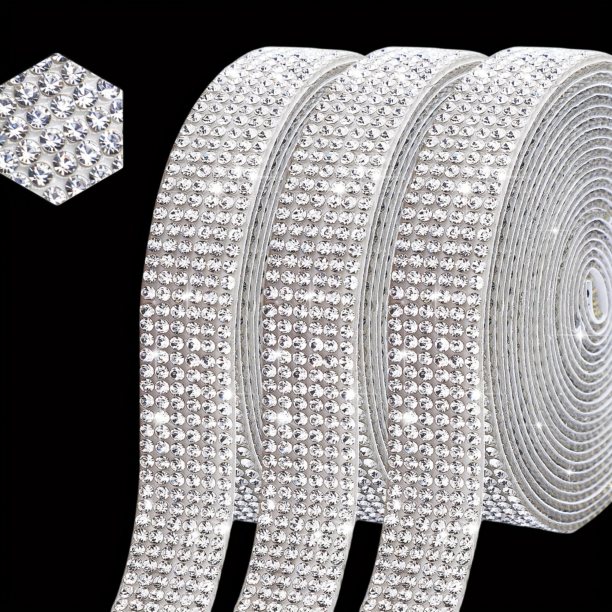 E-shop 3 Rollen selbstklebende Strass-Dekorstreifen, hergestellt aus glänzenden Diamant-Aufkleberstreifen, geeignet für Bastelarbeiten, Hochzeits- und