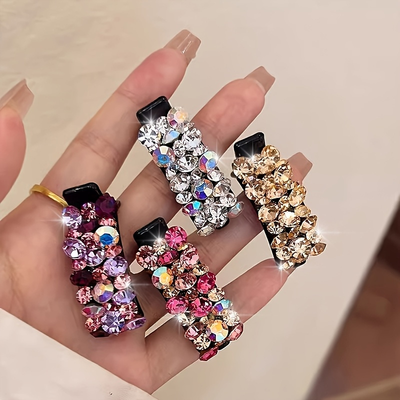 mini hair clips with rhinestones