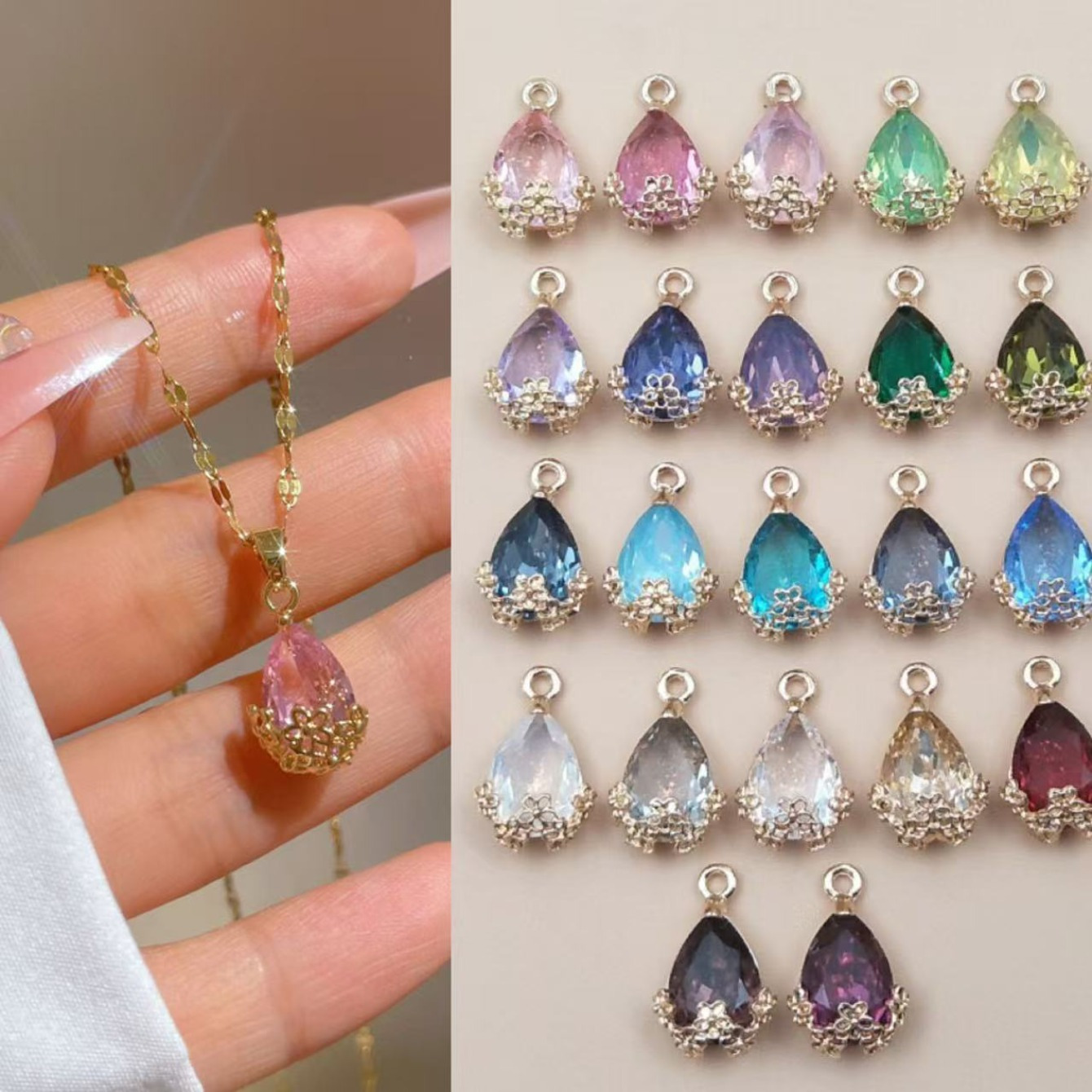 

5/10/20pcs Diy Style Hollow Plum Water Drop Pendant--handmade Hair Accessories Garland Tassel Alloy Accessories Materials