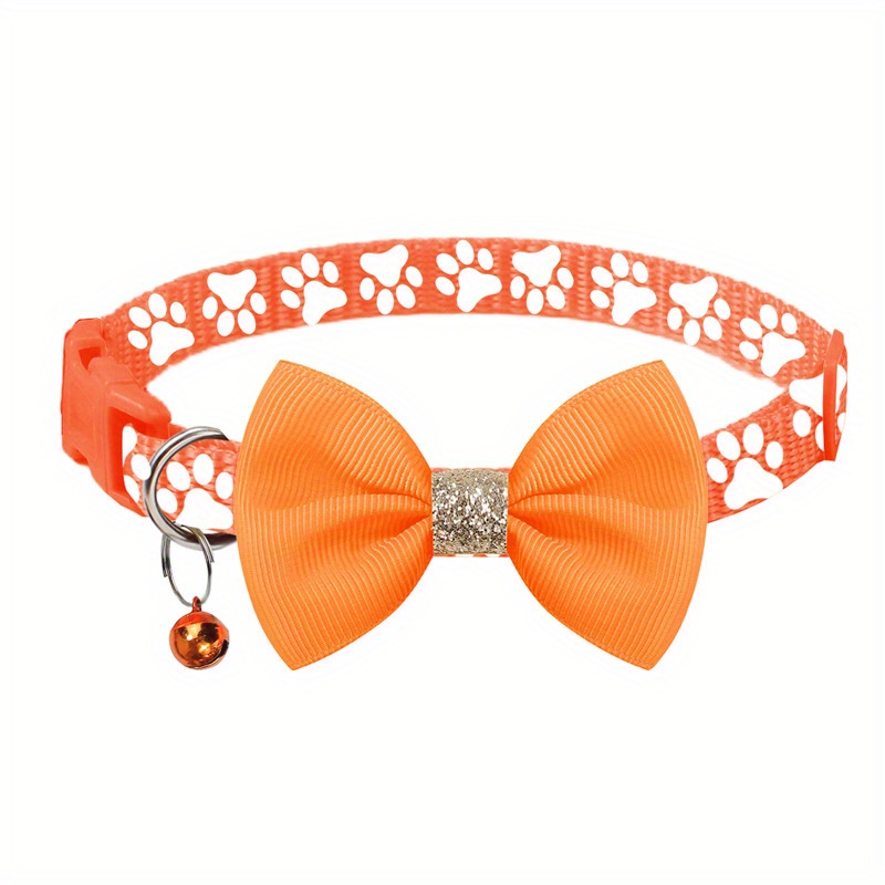 1pc pet collar with adjustable cute bow tie collar design   black gray brown with paw print pattern durable polyester material suitable for small and large dogs and cats for daily use and special Product details 12