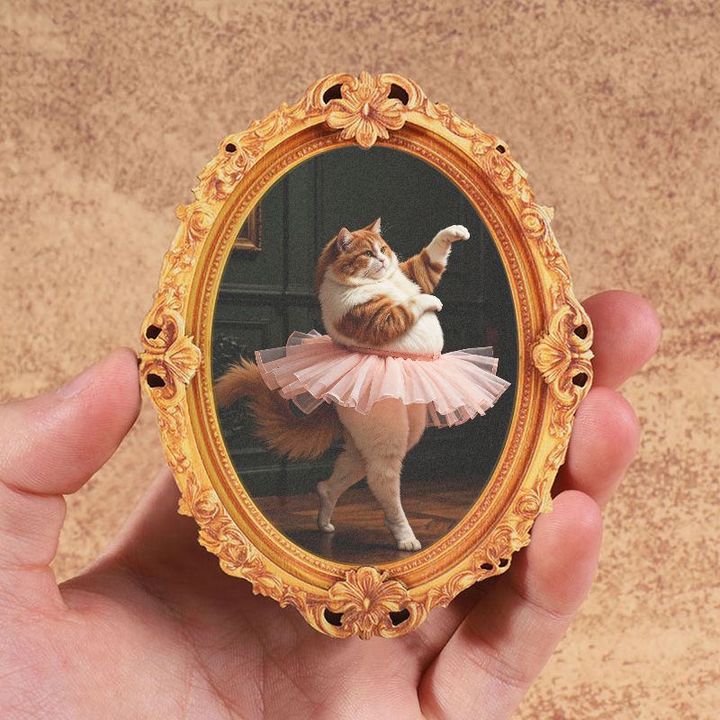 TEMU 1pc Retro Style Oval Shape, Mini Photo Frame Shaped Fridge Magnet, Small Creative Frame Refrigerator Magnet, Classical Decorative Painting,
