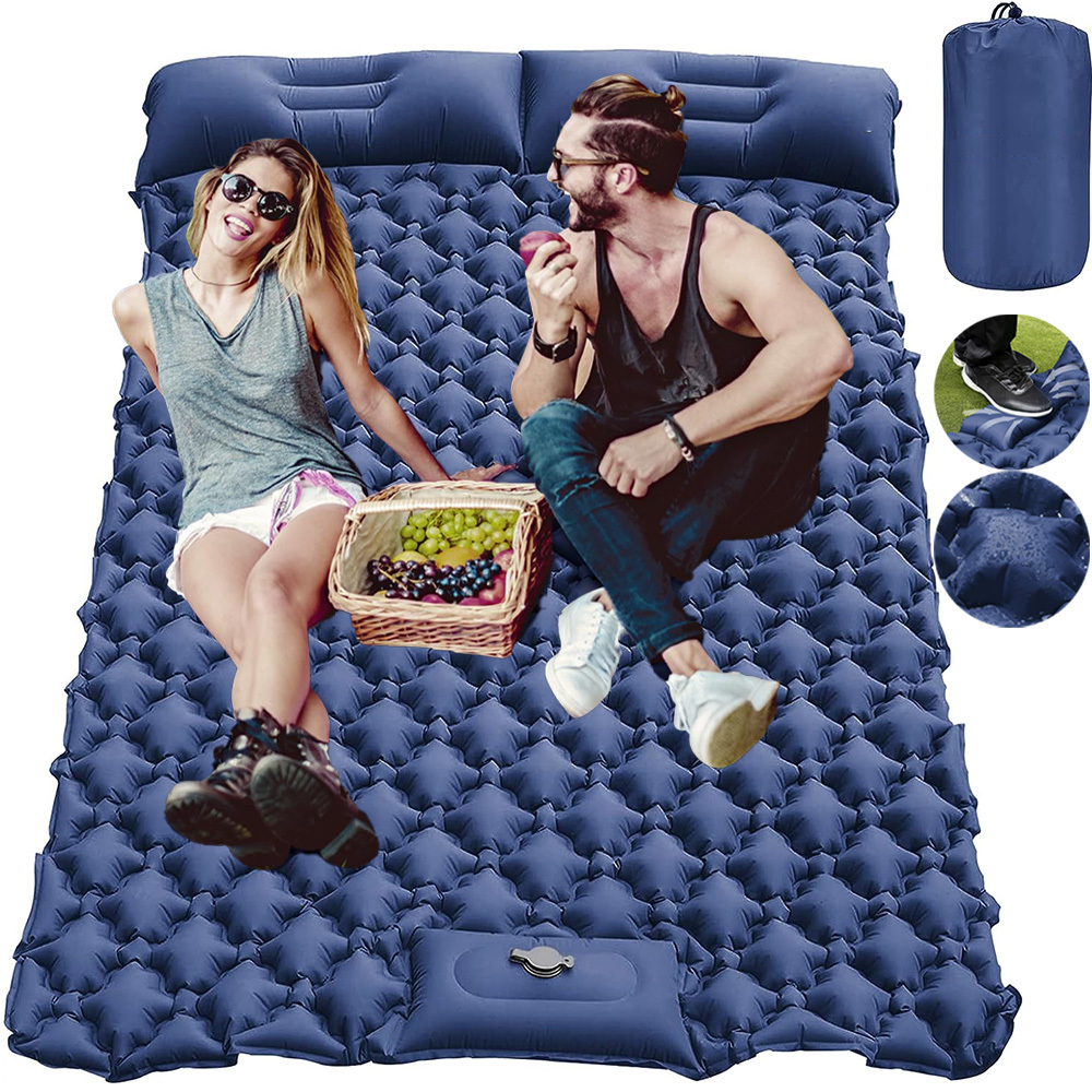 Self Inflating Camping Inflatable Sleeping Pad With Built-in Foot Pump, Durable Inflatable Sleeping Mat With Pillow, Compact Camping Inflatable Sleeping Pad For Hiking